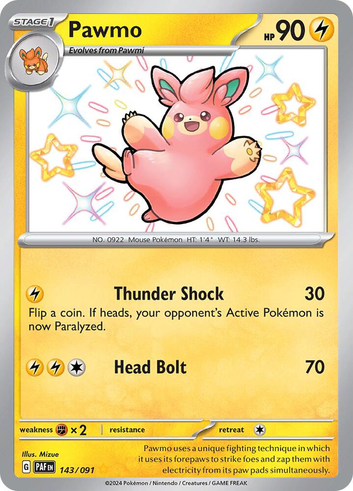 Pawmo 143/091 (SV: Paldean Fates) - Holofoil