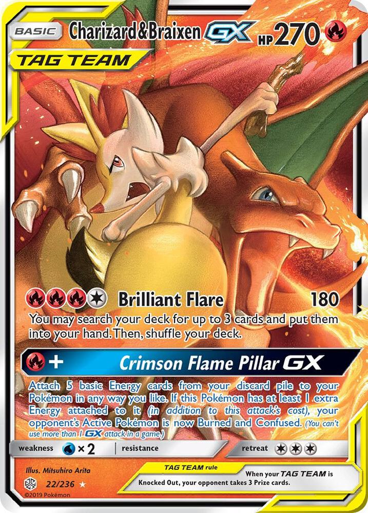 Charizard and Braixen GX 22/236 (SM - Cosmic Eclipse) - Holofoil