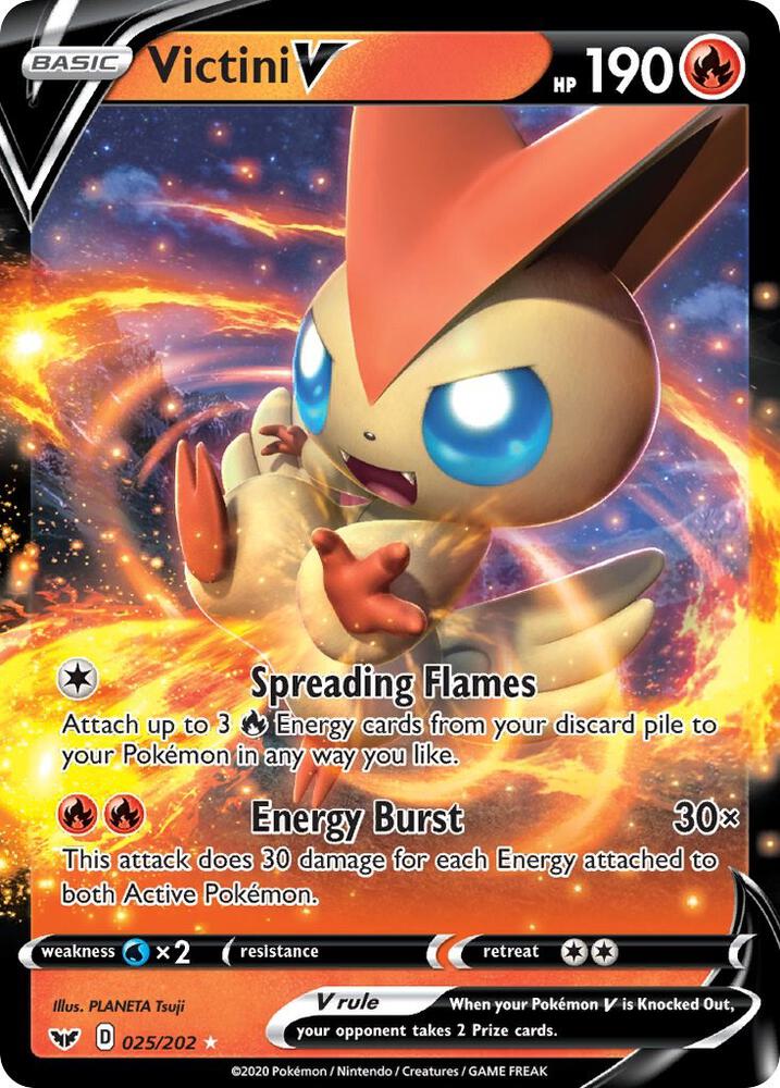 Victini V 025/202 (SWSH01: Sword & Shield Base Set) - Holofoil