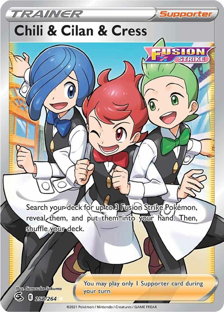 Chili and Cilan and Cress 258/264 (SWSH08: Fusion Strike) - Holofoil
