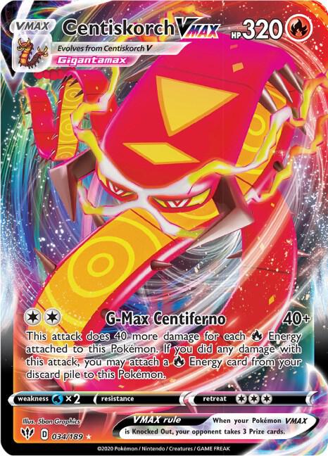 Centiskorch VMAX 034/189 (SWSH03: Darkness Ablaze) - Holofoil