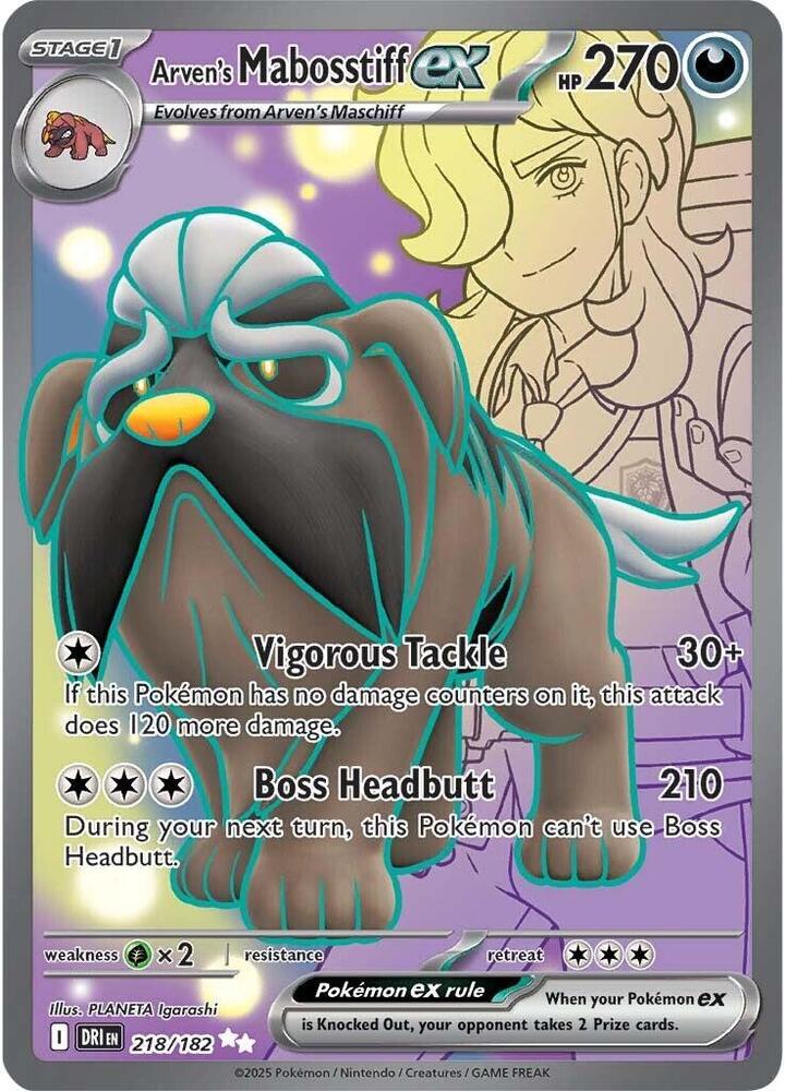 Arven's Mabosstiff ex 218/182 (SV10: Destined Rivals) - Holofoil