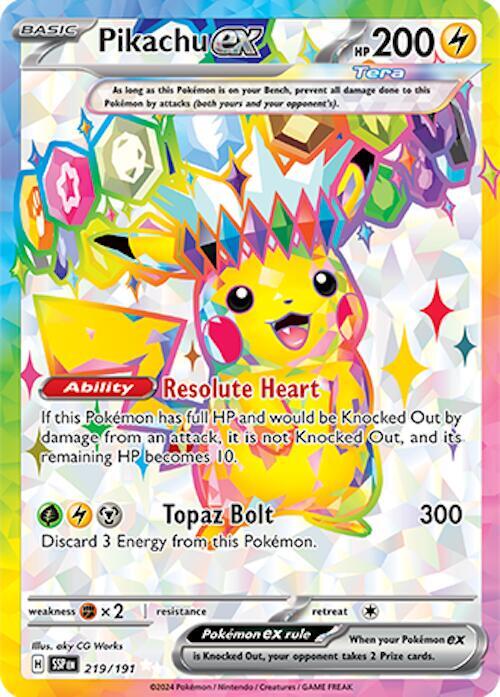 Pikachu ex 219/191 (SV08: Surging Sparks) - Holofoil