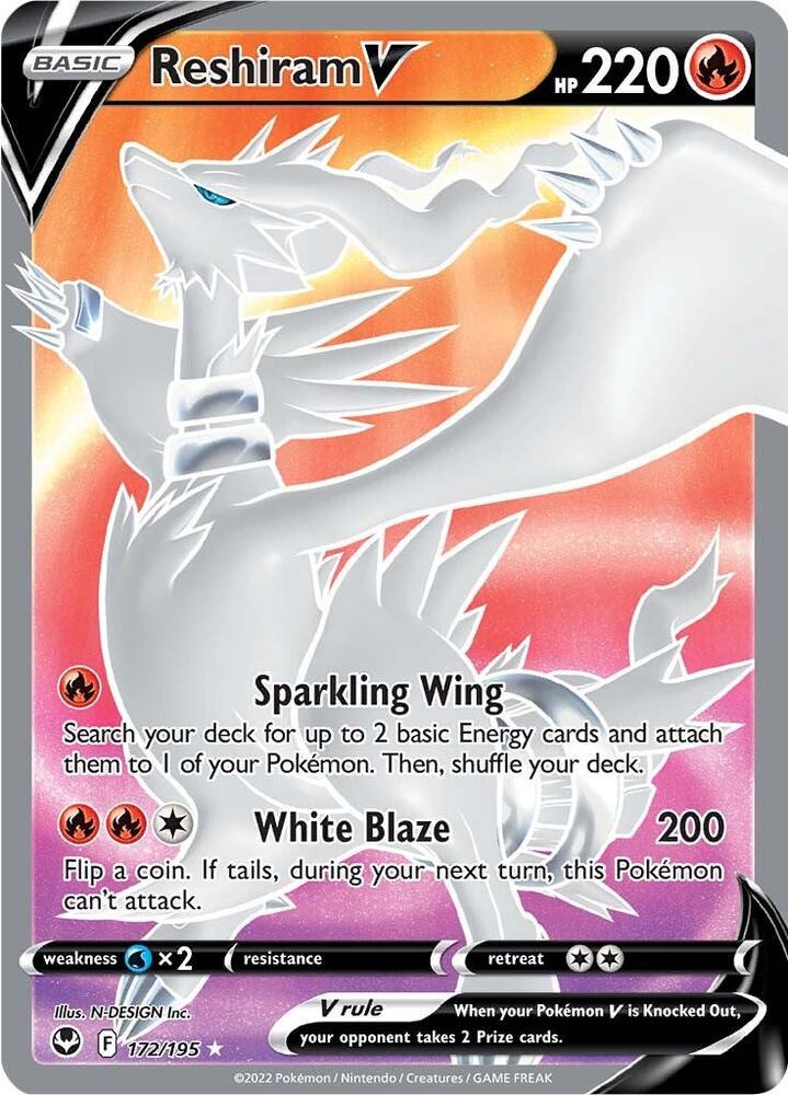 Reshiram V Full Art 172/195 (SWSH12: Silver Tempest) - Holofoil