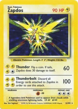 Zapdos 016/102 (Base Set) - Unlimited Holofoil