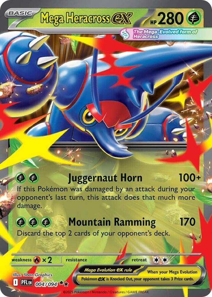 Mega Heracross ex 004/094 (ME02: Phantasmal Flames) - Holofoil