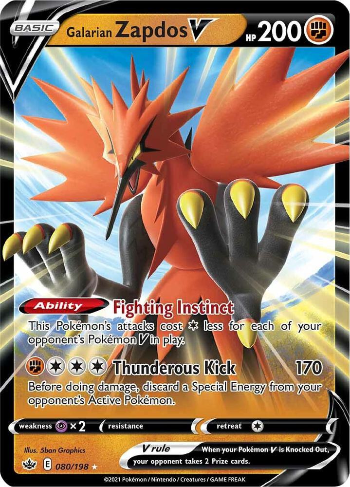 Galarian Zapdos V 080/198 (SWSH06: Chilling Reign) - Holofoil
