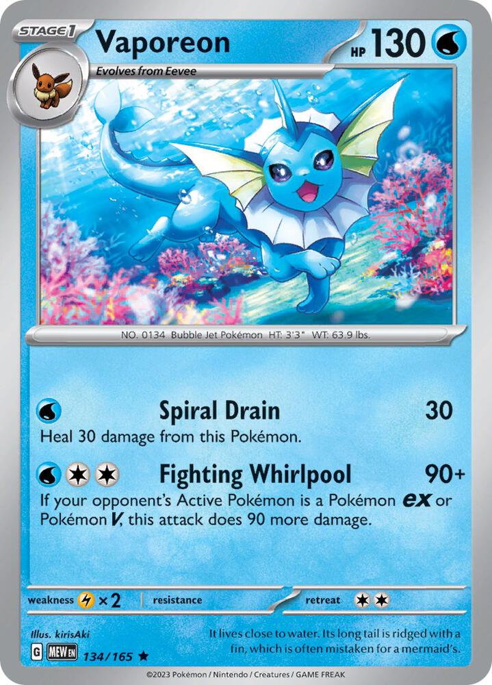 Vaporeon 134/165 (SV: Scarlet & Violet 151) - Holofoil