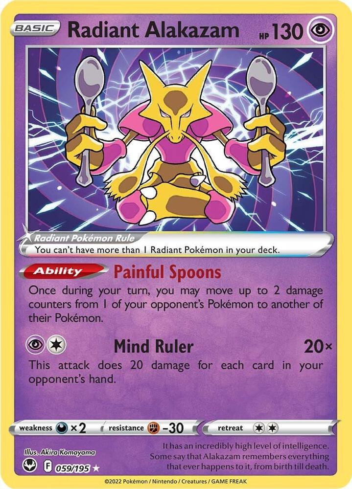 Radiant Alakazam 059/195 (SWSH12: Silver Tempest) - Holofoil