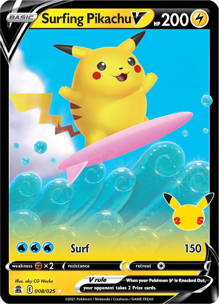 Surfing Pikachu V 008/025 (Celebrations) - Holofoil