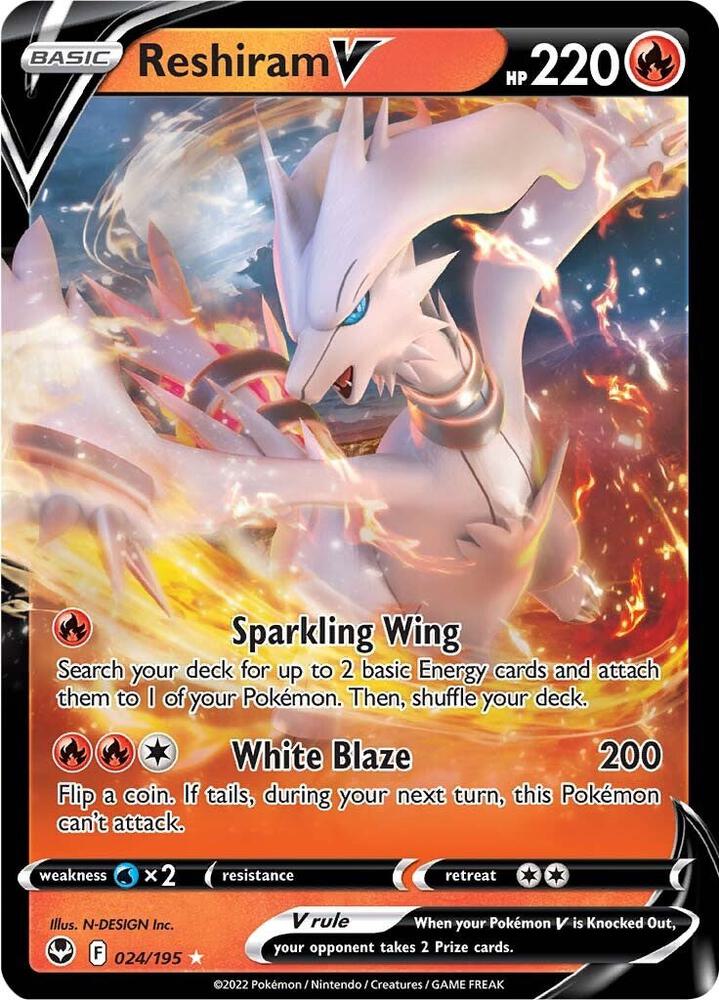 Reshiram V 024/195 (SWSH12: Silver Tempest) - Holofoil