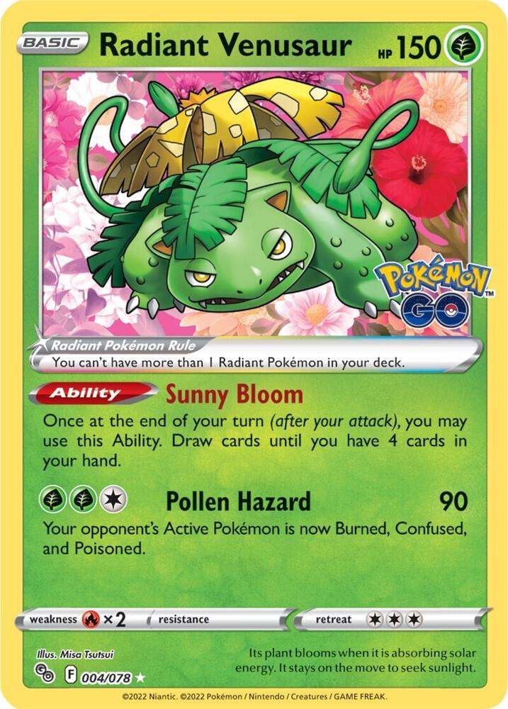 Radiant Venusaur 004/078 (Pokemon GO) - Holofoil