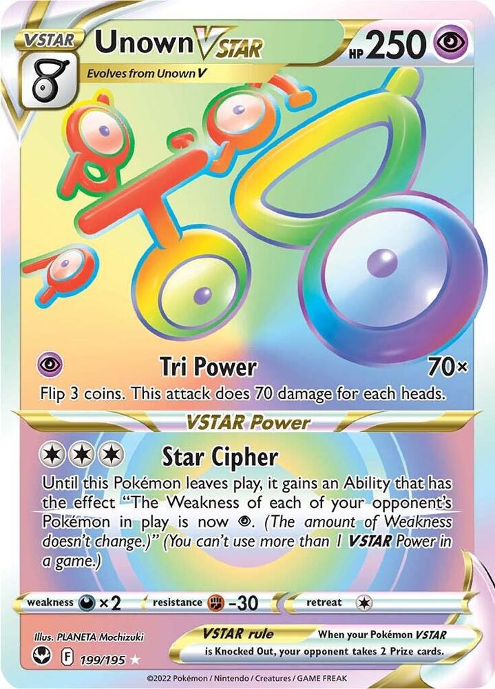 Unown VSTAR Secret 199/195 (SWSH12: Silver Tempest) - Holofoil
