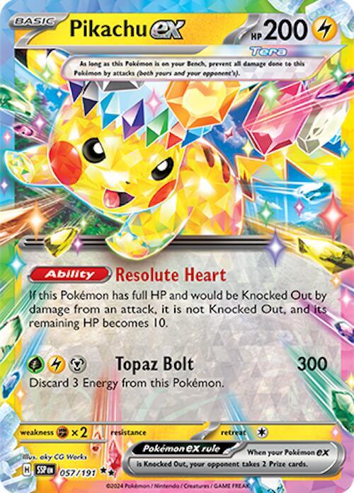 Pikachu ex 057/191 (SV08: Surging Sparks) - Holofoil