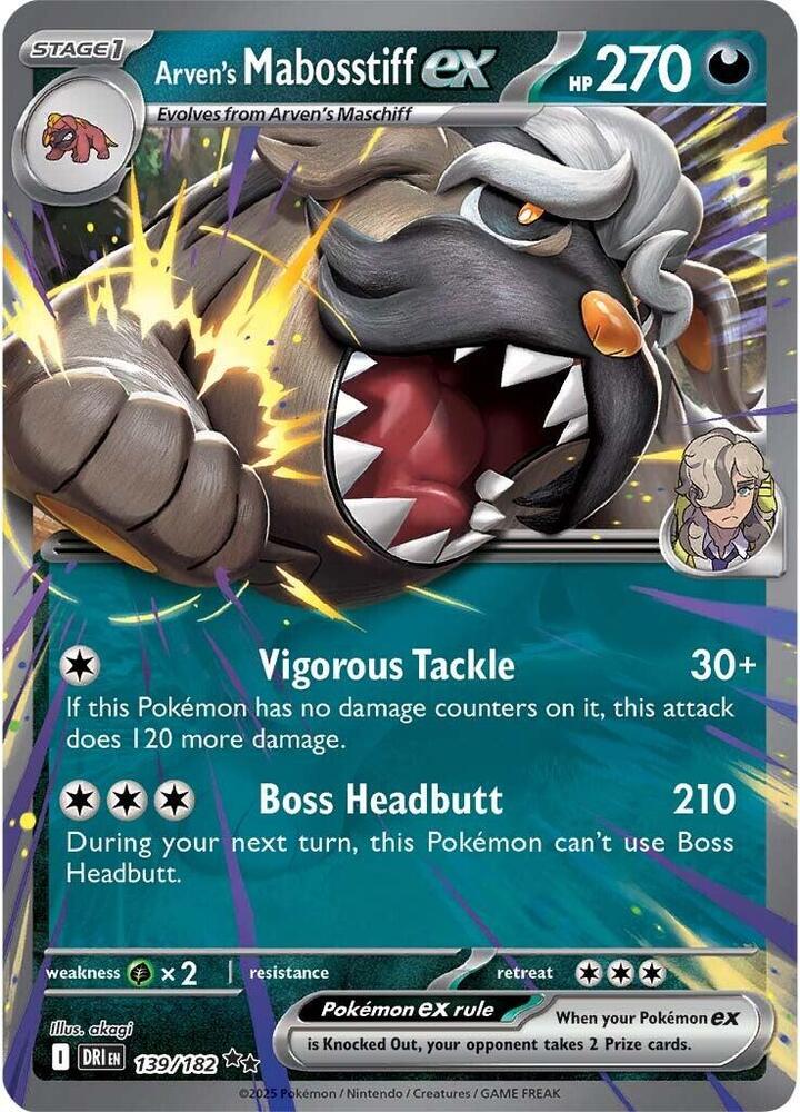 Arven's Mabosstiff ex 139/182 (SV10: Destined Rivals) - Holofoil