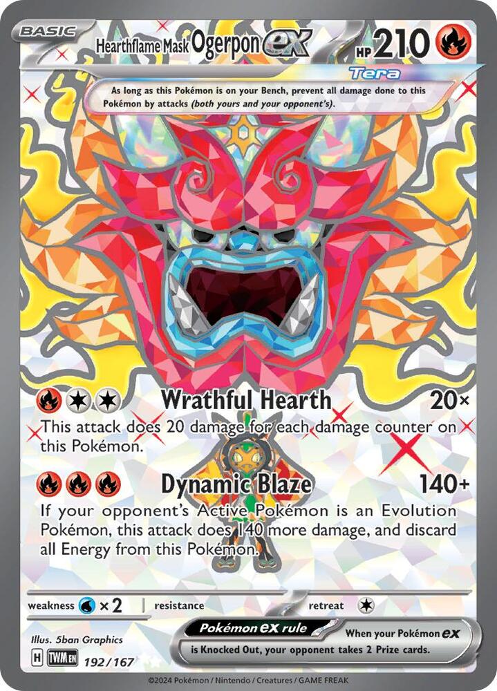 Hearthflame Mask Ogerpon ex 192/167 (SV06: Twilight Masquerade) - Holofoil