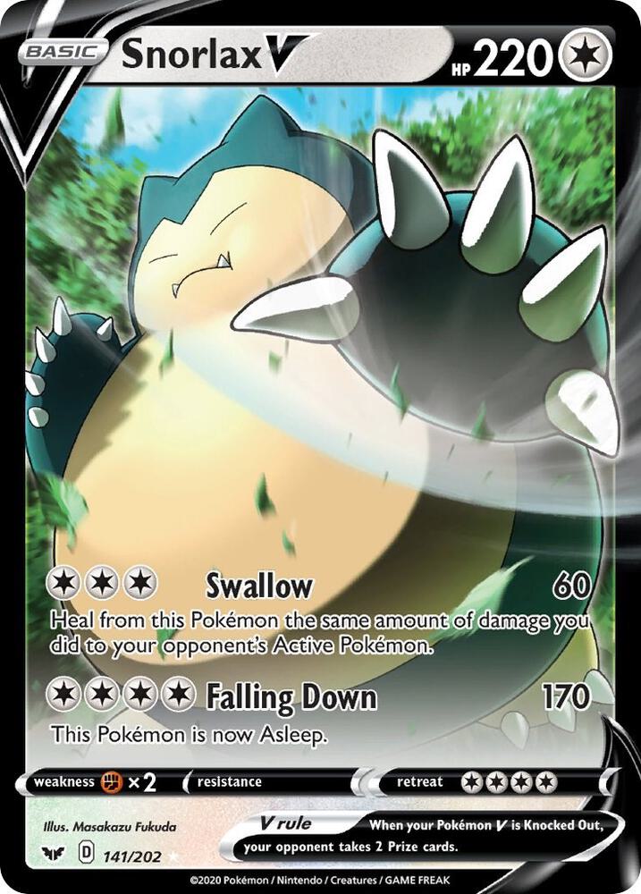 Snorlax V 141/202 (SWSH01: Sword & Shield Base Set) - Holofoil