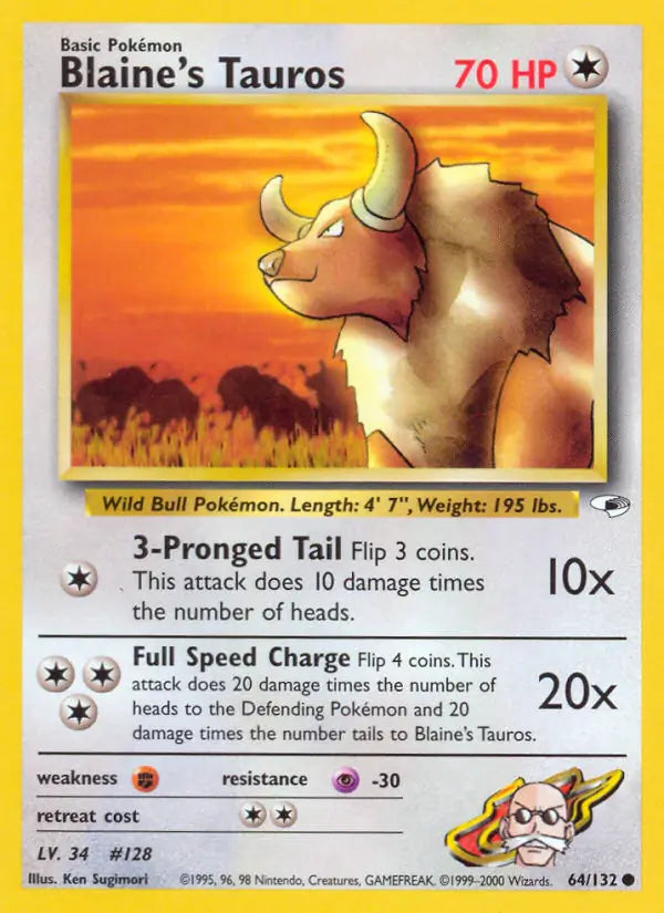 Blaine's Tauros 064/132 (Gym Heroes) - Unlimited