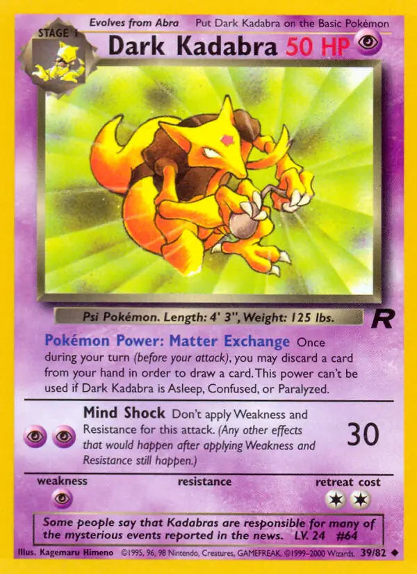 Dark Kadabra 39/82 (Team Rocket) - Unlimited