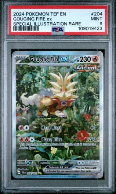PSA 9- GOUGING FIRE EX #204 SPECIAL ILLUSTRATION RARE - 2024 POKEMON SCARLET & VIOLET - TEMPORAL FORCES GRADED CARD