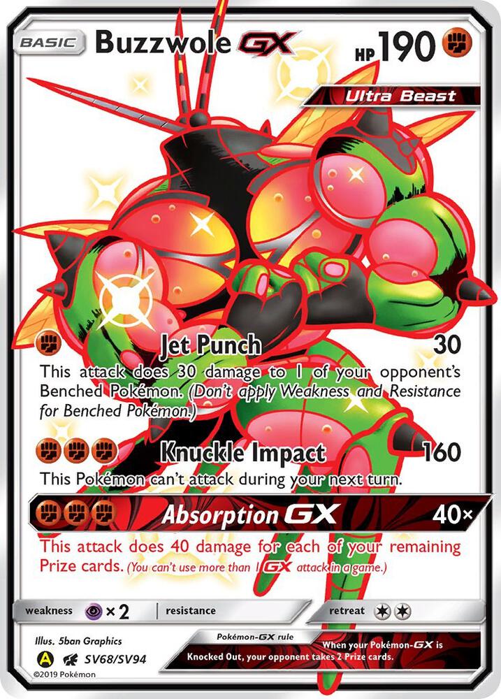 Buzzwole GX SV68/SV94 (Hidden Fates: Shiny Vault) - Holofoil