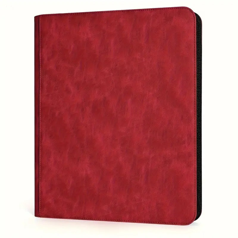 TOP LOADER ZIP BINDER - CLEAR 9 POCKET (252 CAPACITY) - DENIM RED