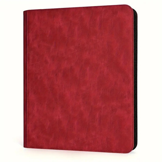 TOP LOADER ZIP BINDER - CLEAR 9 POCKET (252 CAPACITY) - DENIM RED