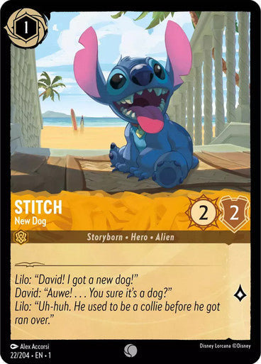22/204 Stitch - New Dog - Disney Lorcana First Chapter - Common & Cold Foil Card