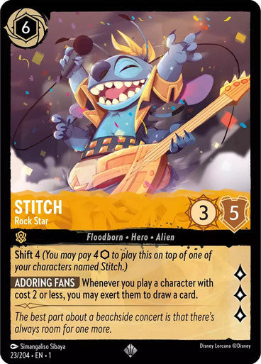 23/204 Stitch - Rock Star - Disney Lorcana First Chapter - Common & Cold Foil Card