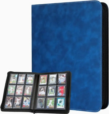 TOP LOADER ZIP BINDER - CLEAR 9 POCKET (252 CAPACITY) - BLUE DENIM LOOK