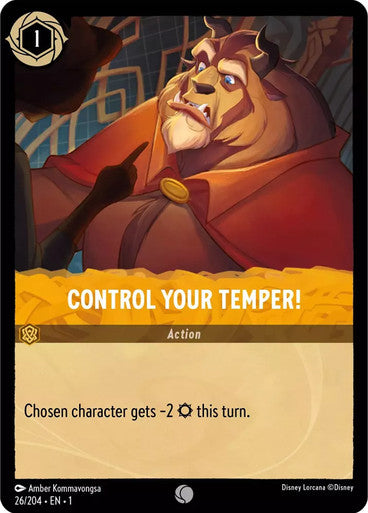 26/204 Control Your Temper - Disney Lorcana First Chapter - Common & Cold Foil Card