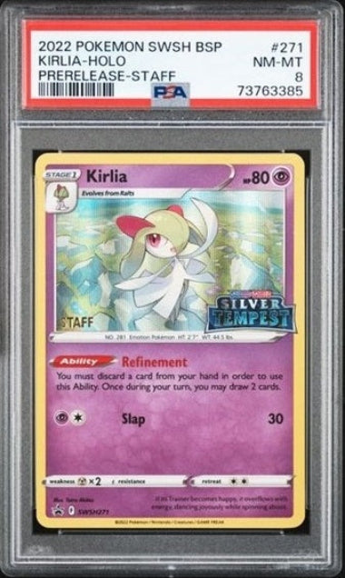 PSA 8 - 2022 POKEMON KIRLIA #271 - PRELEASE - STAFF - SWSH BLACK STAR PROMO
