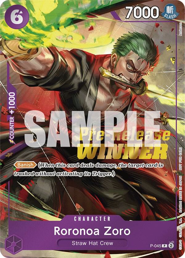 Roronoa Zoro (Pre Release Tournament Winner) P-045 (One Piece Promotion Cards) - Foil