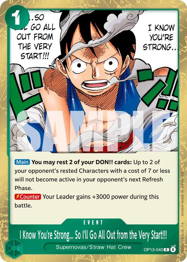 I Know Youre Strong...So I'll Go All Out from the Very Start!!! OP13-040 (Carrying On His Will) - Foil