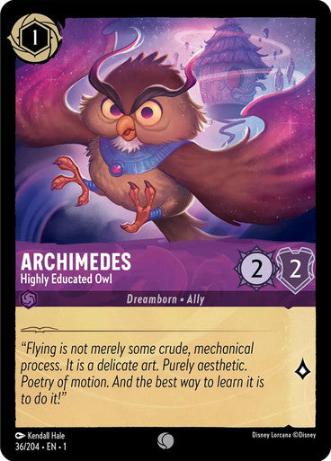 36/204 Archimedes - Highly Educated Owl - Disney Lorcana First Chapter - Common & Cold Foil Card