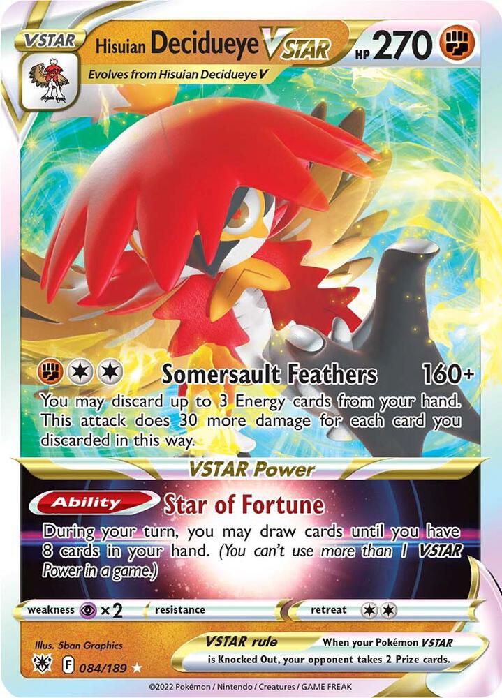 Hisuian Decidueye VSTAR 084/189 (SWSH10: Astral Radiance) - Holofoil