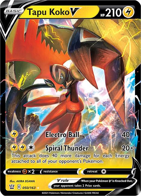 Tapu Koko V 050/163 (SWSH05: Battle Styles) - Holofoil