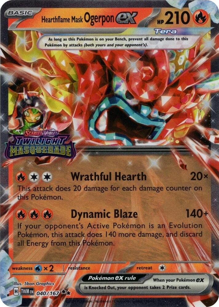Hearthflame Mask Ogerpon ex Twilight Masquerade Stamp 040/167 (Miscellaneous Cards & Products) - Holofoil