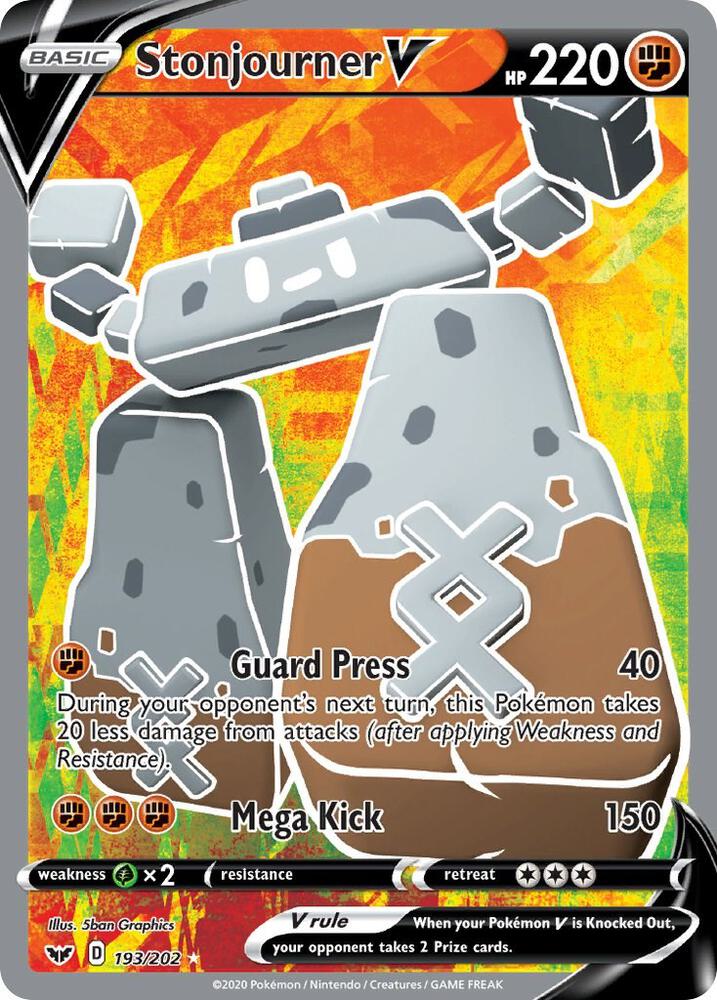 Stonjourner V 193/202 (SWSH01: Sword & Shield Base Set) - Holofoil