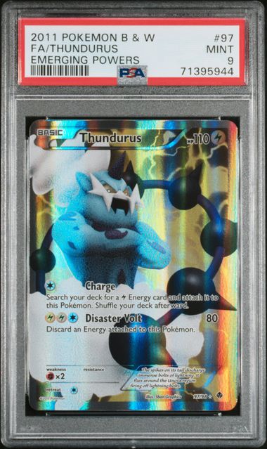 PSA 9 - THUNDURUS #97 - 2011 POKEMON B&W EMERGING POWERS - FULL ART GRADED CARD