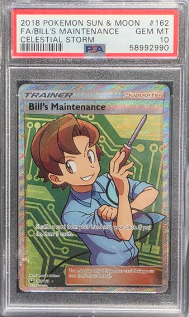 PSA 10 - POKEMON BILL'S MAINTENANCE #162 - 2018 CELESTIAL STORM - FULL ART