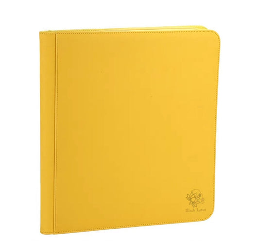 CARD BINDER - 12 pocket 480 Zippered PRO Binder Folder - Black Lotus - Yellow