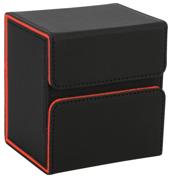 Trading Card Deck Box Storage Case - Accessories Drawer Black / Red Lining