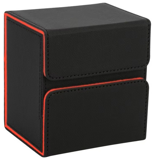 Trading Card Deck Box Storage Case - Accessories Drawer Black / Red Lining