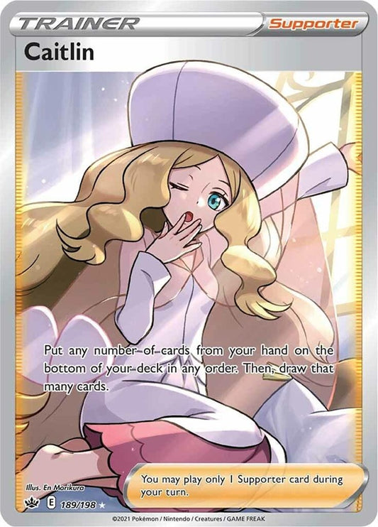 CAITLIN TRAINER # 189 - SPECIAL ILLUSTRATION FULL ART RARE POKEMON CARD - SWORD & SHIELD - CHILLING REIGN
