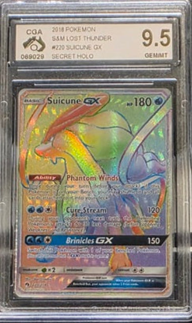 GCA 9.5 - #220 POKEMON SUICUNE GX - 2018 SUN & MOON LOST THUNDER -SECRET HOLO