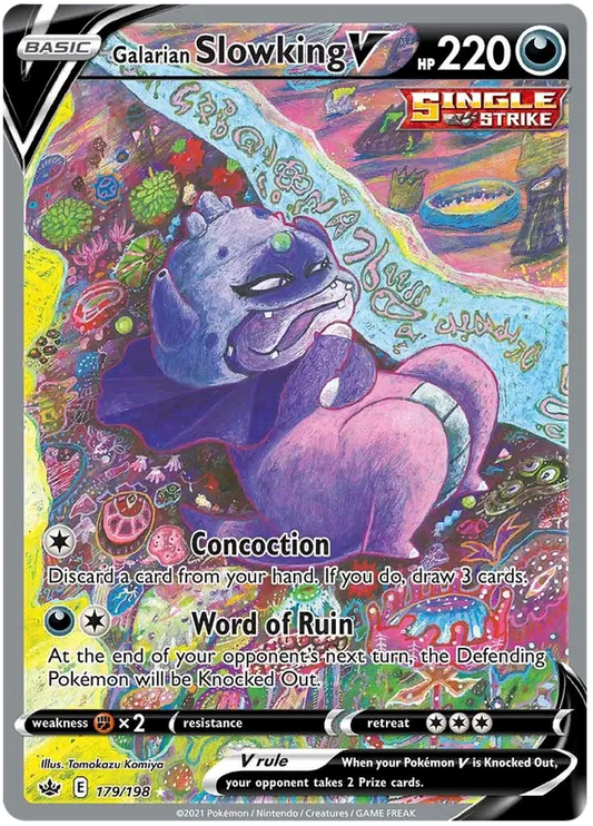 Galarian SLOWKING V #179 - SPECIAL ILLUSTRATION FULL ART RARE POKEMON CARD - SWORD & SHIELD - CHILLING REIGN