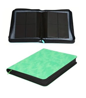 Top Loader Zip Folder 4 pocket 112 slot Denim Green Binder - 35 Pt