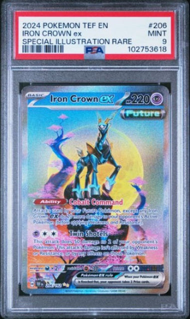 PSA 9- #206 POKEMON IRON CROWN EX- 2024 TEMPORAL FORCES- SPECIAL ILLUS Just Card Stuff PSA 9- #206 POKEMON IRON CROWN EX- 2024 TEMPORAL FORCES- SPECIAL ILLUS Just Card Stuff