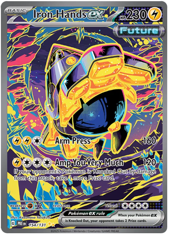 IRON HANDS EX #154/131 - SPECIAL ILLUSTRATION RARE POKEMON CARD - SCARLET & VIOLET PRISMATIC EVOLUTIONS